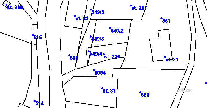 Parcela st. 236 v KÚ Skuhrov nad Bělou, Katastrální mapa