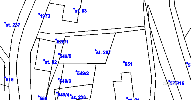 Parcela st. 287 v KÚ Skuhrov nad Bělou, Katastrální mapa