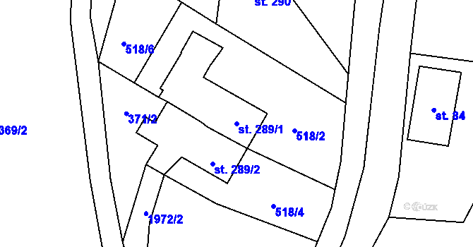 Parcela st. 289/1 v KÚ Skuhrov nad Bělou, Katastrální mapa