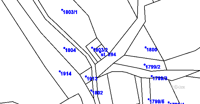 Parcela st. 294 v KÚ Skuhrov nad Bělou, Katastrální mapa