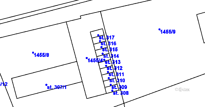 Parcela st. 314 v KÚ Skuhrov nad Bělou, Katastrální mapa