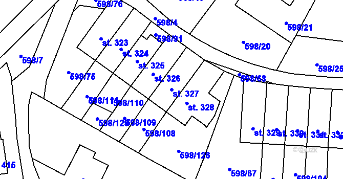 Parcela st. 327 v KÚ Skuhrov nad Bělou, Katastrální mapa