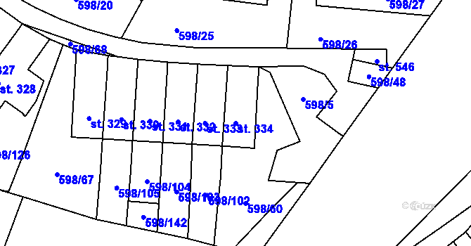 Parcela st. 334 v KÚ Skuhrov nad Bělou, Katastrální mapa