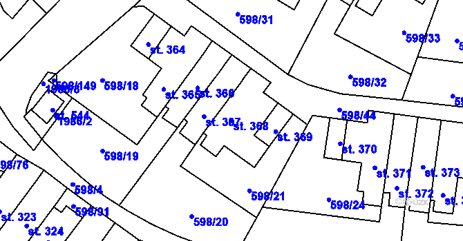 Parcela st. 368 v KÚ Skuhrov nad Bělou, Katastrální mapa
