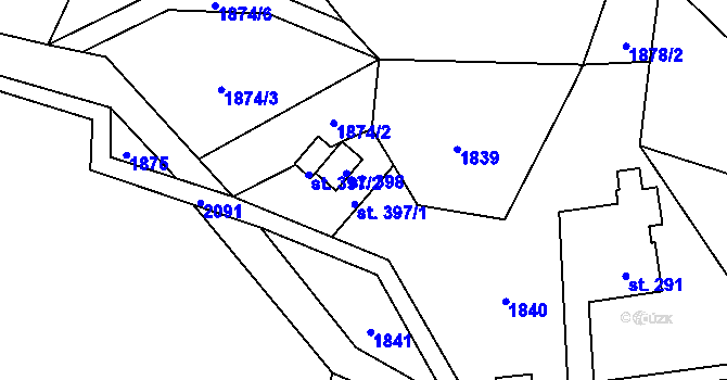 Parcela st. 397 v KÚ Skuhrov nad Bělou, Katastrální mapa