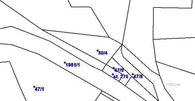 Parcela st. 50/4 v KÚ Skuhrov nad Bělou, Katastrální mapa