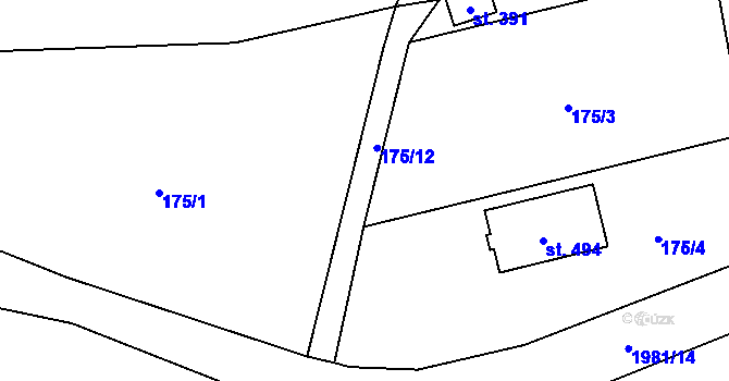 Parcela st. 175/2 v KÚ Skuhrov nad Bělou, Katastrální mapa