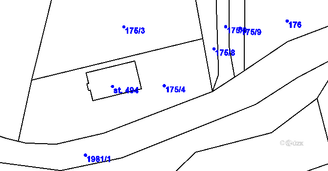 Parcela st. 175/4 v KÚ Skuhrov nad Bělou, Katastrální mapa