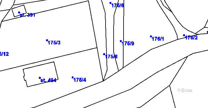 Parcela st. 175/8 v KÚ Skuhrov nad Bělou, Katastrální mapa