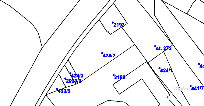 Parcela st. 424/2 v KÚ Skuhrov nad Bělou, Katastrální mapa