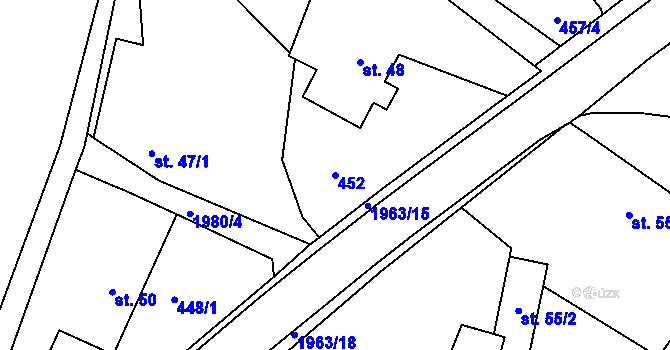 Parcela st. 452 v KÚ Skuhrov nad Bělou, Katastrální mapa