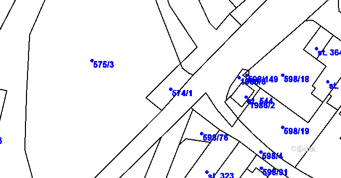 Parcela st. 574/1 v KÚ Skuhrov nad Bělou, Katastrální mapa
