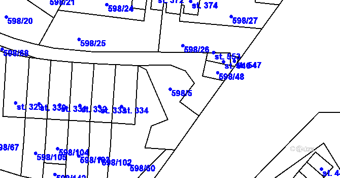 Parcela st. 598/5 v KÚ Skuhrov nad Bělou, Katastrální mapa