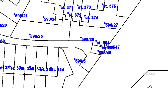 Parcela st. 598/46 v KÚ Skuhrov nad Bělou, Katastrální mapa