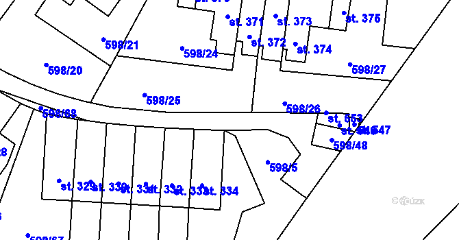 Parcela st. 598/47 v KÚ Skuhrov nad Bělou, Katastrální mapa