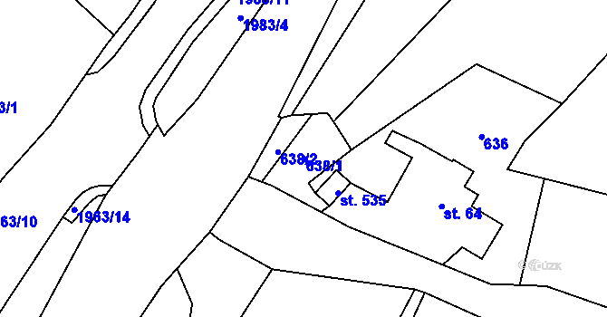 Parcela st. 638/1 v KÚ Skuhrov nad Bělou, Katastrální mapa
