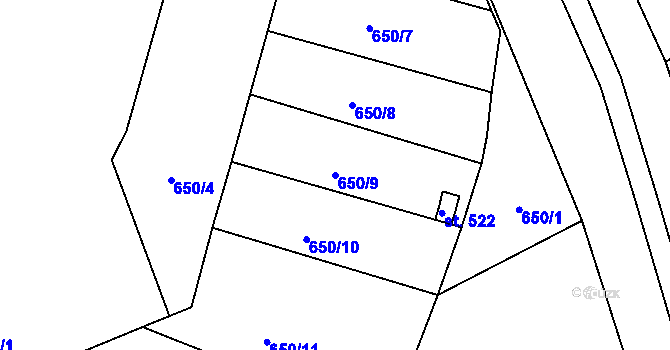 Parcela st. 650/9 v KÚ Skuhrov nad Bělou, Katastrální mapa