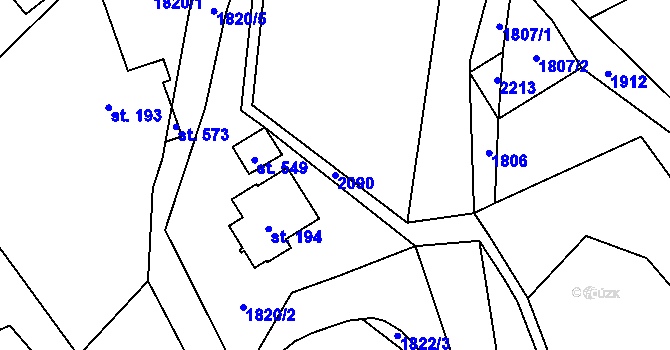 Parcela st. 2090 v KÚ Skuhrov nad Bělou, Katastrální mapa