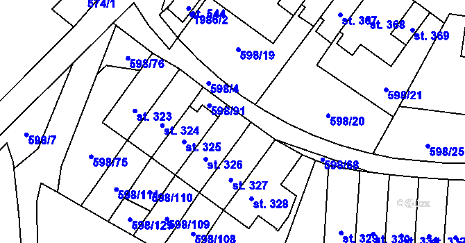 Parcela st. 598/92 v KÚ Skuhrov nad Bělou, Katastrální mapa