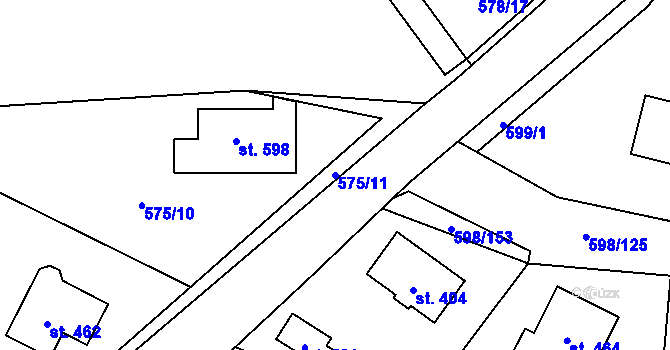 Parcela st. 575/11 v KÚ Skuhrov nad Bělou, Katastrální mapa