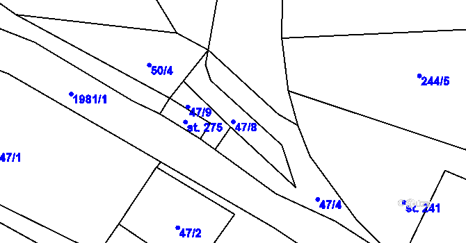 Parcela st. 47/8 v KÚ Skuhrov nad Bělou, Katastrální mapa