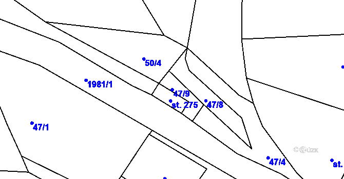 Parcela st. 47/9 v KÚ Skuhrov nad Bělou, Katastrální mapa