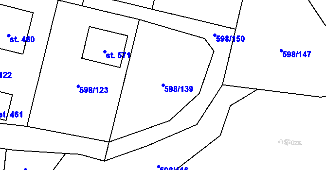 Parcela st. 598/139 v KÚ Skuhrov nad Bělou, Katastrální mapa