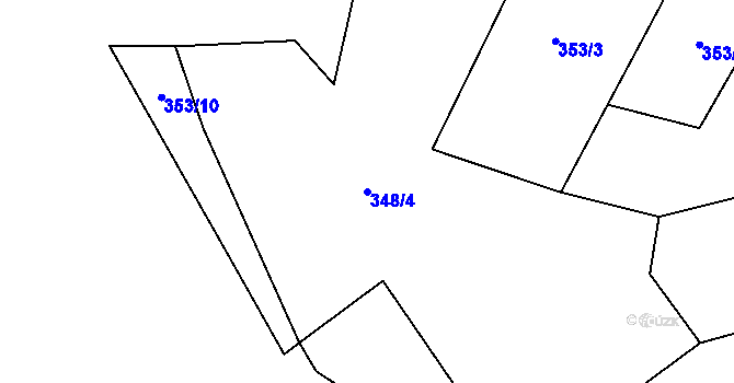 Parcela st. 348/4 v KÚ Skuhrov nad Bělou, Katastrální mapa