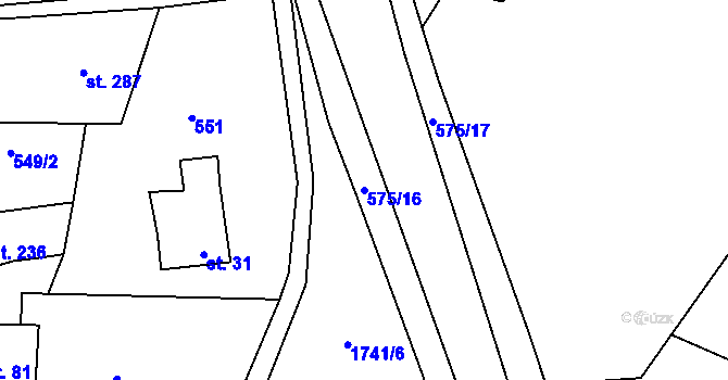 Parcela st. 575/16 v KÚ Skuhrov nad Bělou, Katastrální mapa