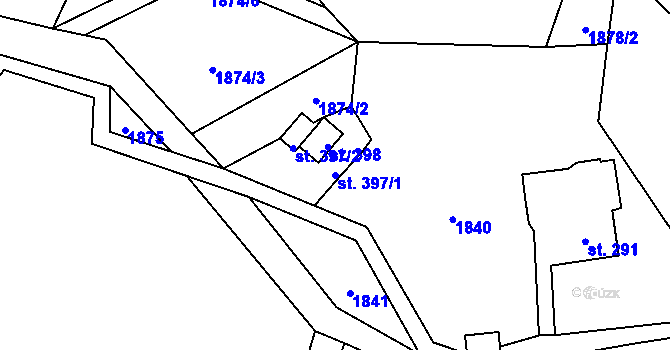 Parcela st. 397/1 v KÚ Skuhrov nad Bělou, Katastrální mapa