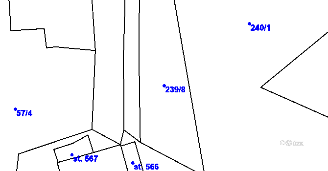 Parcela st. 239/8 v KÚ Skuhrov nad Bělou, Katastrální mapa