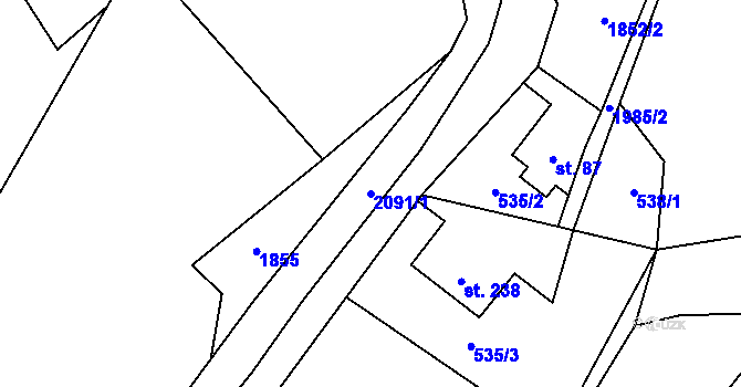 Parcela st. 2091/1 v KÚ Skuhrov nad Bělou, Katastrální mapa