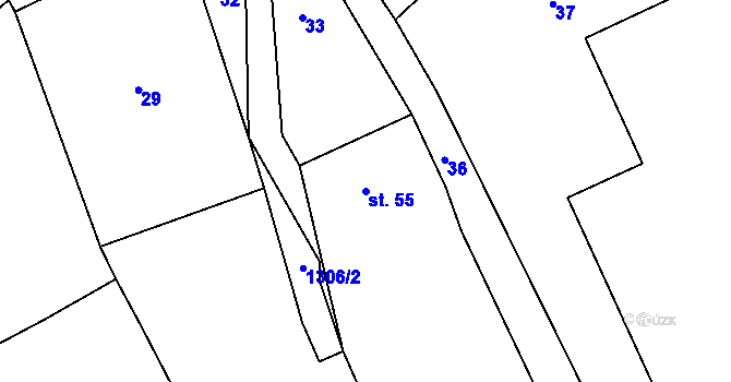 Parcela st. 55 v KÚ Skupá, Katastrální mapa