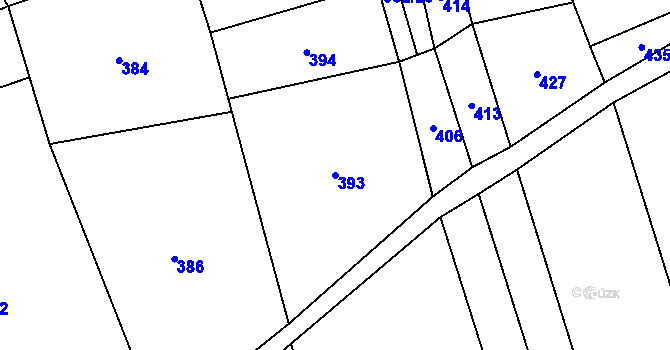 Parcela st. 393 v KÚ Skupá, Katastrální mapa