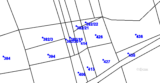 Parcela st. 414 v KÚ Skupá, Katastrální mapa