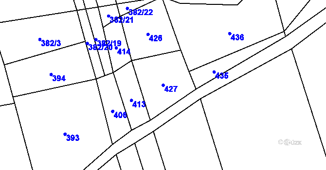 Parcela st. 427 v KÚ Skupá, Katastrální mapa