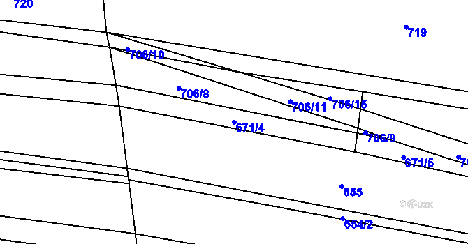 Parcela st. 671/4 v KÚ Skupá, Katastrální mapa