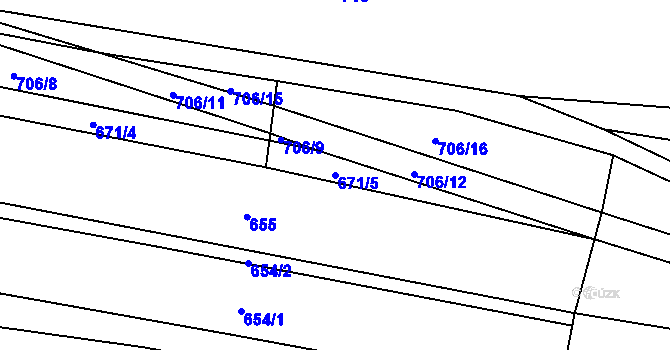 Parcela st. 671/5 v KÚ Skupá, Katastrální mapa