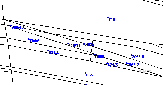 Parcela st. 706/15 v KÚ Skupá, Katastrální mapa