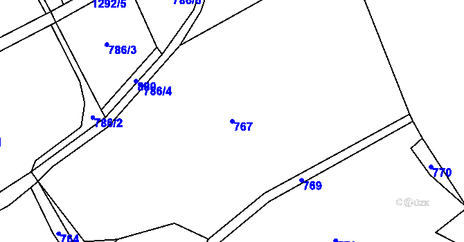 Parcela st. 767 v KÚ Skupá, Katastrální mapa