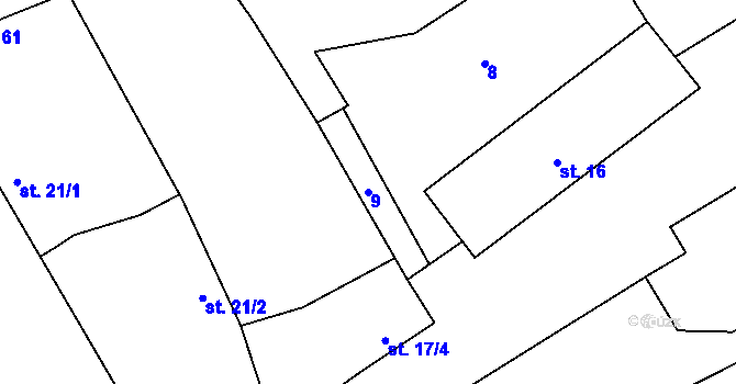 Parcela st. 9 v KÚ Malnice, Katastrální mapa