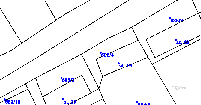 Parcela st. 685/4 v KÚ Malnice, Katastrální mapa