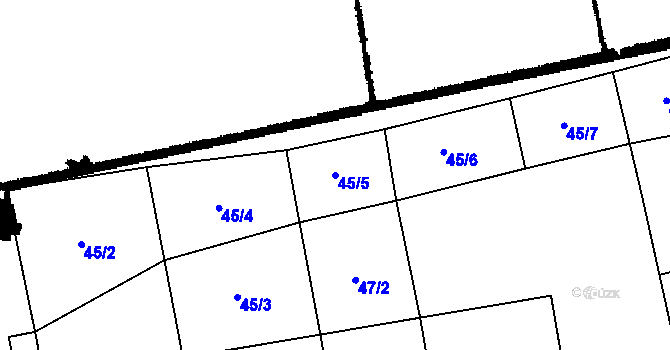 Parcela st. 45/5 v KÚ Skupice u Postoloprt, Katastrální mapa