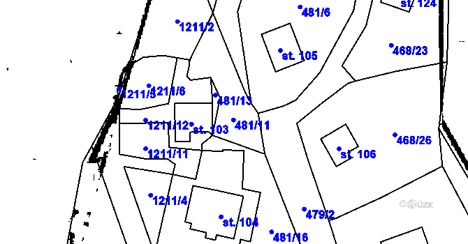 Parcela st. 481/11 v KÚ Skupice u Postoloprt, Katastrální mapa