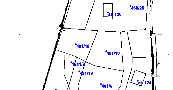 Parcela st. 481/18 v KÚ Skupice u Postoloprt, Katastrální mapa
