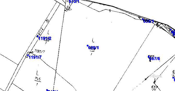 Parcela st. 629/1 v KÚ Skupice u Postoloprt, Katastrální mapa