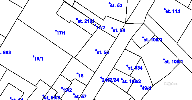 Parcela st. 55 v KÚ Skuteč, Katastrální mapa