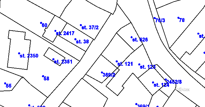 Parcela st. 121 v KÚ Skuteč, Katastrální mapa