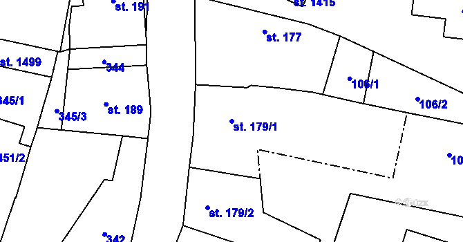 Parcela st. 179/1 v KÚ Skuteč, Katastrální mapa
