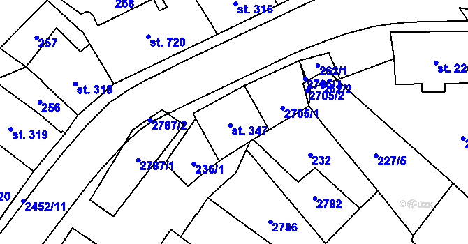 Parcela st. 347 v KÚ Skuteč, Katastrální mapa